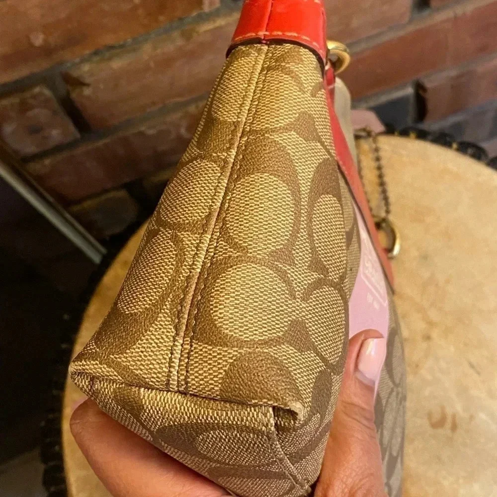 Coach Jacquard Heritage Stripe Leather Demi Bag